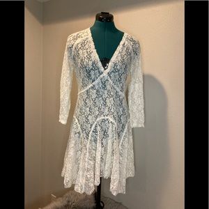 Free People White Lace Long sleeve Dress